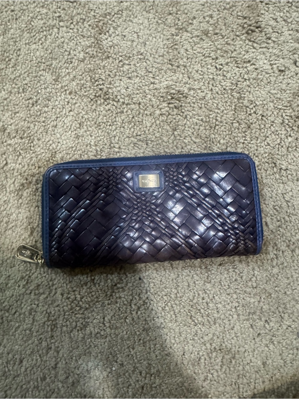 Cole Haan Woven Zip-Around Wallet in Deep Navy